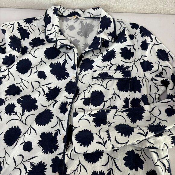 Boden Floral Pajama Set Top Shorts Size 10 White Blue Floral Sleepwear Cotton - Picture 15 of 16